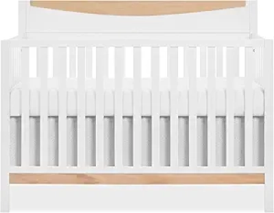 Dream On Me Emerson 5-in-1 Convertible Full-Size Baby Crib - White & Vintage Oak