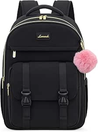 LOVEVOOK Teen Girl School Backpack - 15.6 Inch Laptop Backpack with Fluffy Charm