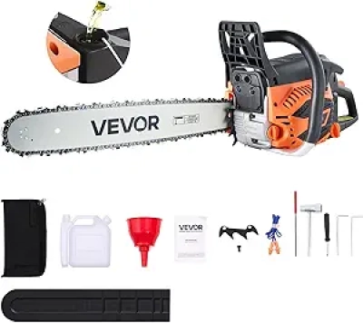VEVOR 20" 62CC Gas Powered Chainsaw - 3.8 HP Professional Cutting Tool