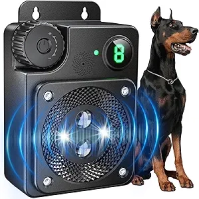 Ultrasonic Dog Bark Deterrent Device - 50ft Range, 3 Modes & Weatherproof