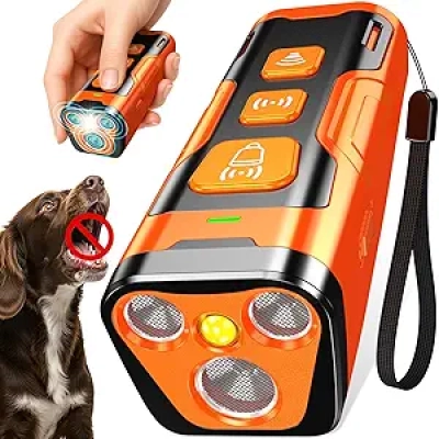 Dog Bark Deterrent Device with 3X Ultrasonic - 23 FT Range, 6 Training Modes