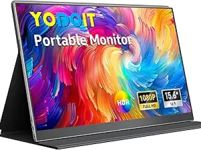 Yodoit 15.6" Portable Monitor FHD 1920x1080 USB-C Laptop Display with Smart Cover