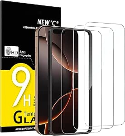 NEW'C 3 Pack Tempered Glass Screen Protector for iPhone 17/17 Pro & iPhone 16 Pro 6.3"