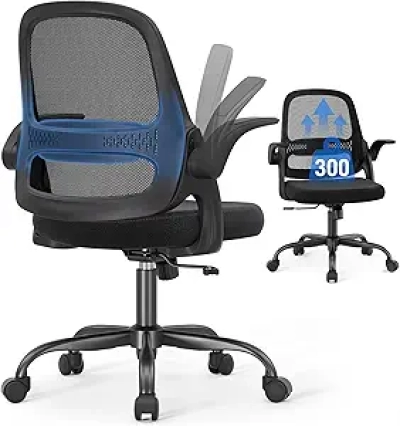 Ergonomic Mesh Office Chair with Flip-Up Arms - 300 lbs Weight Capacity, BIFMA Certified
