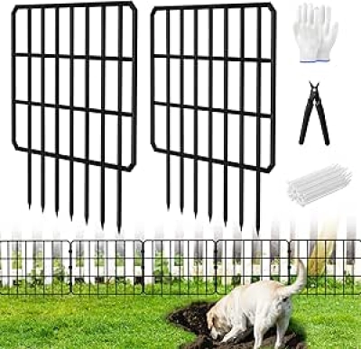14-Panel No Dig Dog Fence - 28ft Rustproof Metal Animal Barrier for Small Pets