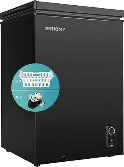 EUHOMY 3.5 Cu.Ft Chest Freezer with Wheels - Compact Deep Freezer for Home & Garage