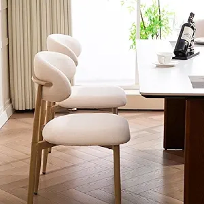 UVV Dining Chairs Set of 2 - Modern Metal Kitchen Chairs with Beige Fabric Upholstery