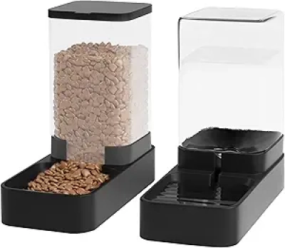 Automatic Cat & Dog Feeder with Water Dispenser Set - 3.3L Gravity Waterer for Pets