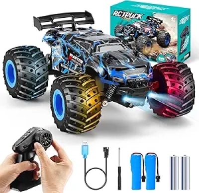 1:18 Scale Remote Control Car - All-Terrain RC Truck with LED Lights for Kids 4-12