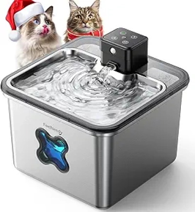 Cordless Cat Water Fountain with Visual Filter & Stainless Steel - 3.2L Smart Pet Fountain with Sensor