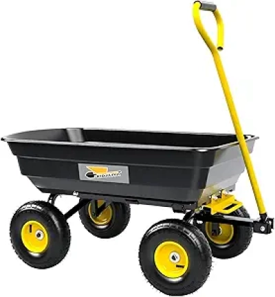 600 lb Heavy-Duty Garden Dump Cart with Pneumatic Tires & 180° Pivot Steering