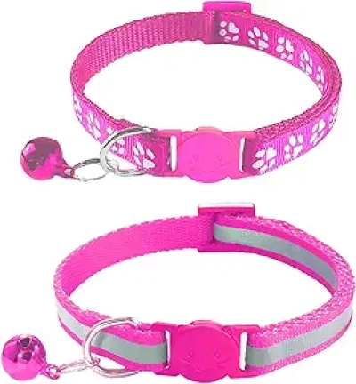 Breakaway Cat Collars 2-Pack with Bell & Reflective Design - Safety Buckle