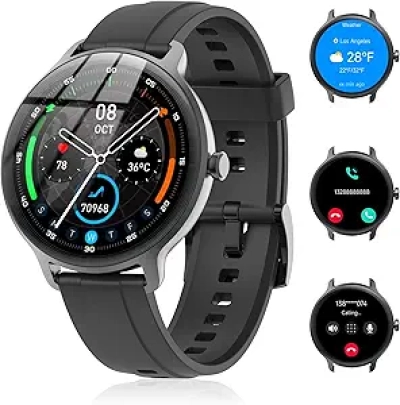 AI Voice Smartwatch for Men & Women - Bluetooth Calls, Heart Rate Monitor, 100+ Sports
