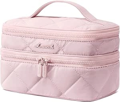 LOVEVOOK Travel Makeup Bag - Large Waterproof Cosmetic Organizer with 180° Flat Opening