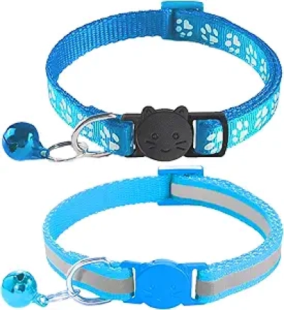 Breakaway Cat Collars 2-Pack with Bells & Reflective Design - Adjustable Safety Kitten Collars