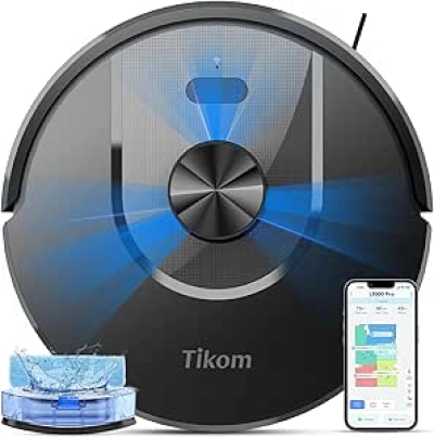 Tikom L8000 Pro Robot Vacuum and Mop Combo - 6000Pa Smart Mapping, 150 Min Runtime