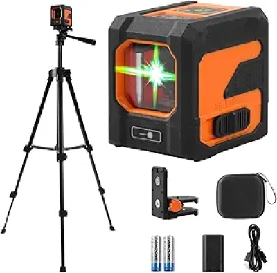 Self-Leveling Green Laser Level with Tripod - 100Ft Cross Line Leveler Tool