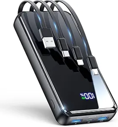 50000mAh Portable Charger with Built-in Cables & 22.5W Fast Charging