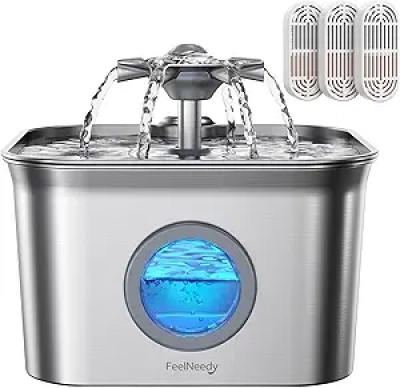 Stainless Steel Cat Water Fountain - 2.8L Auto Pet Drinking Dispenser with Ultra-Quiet Pump