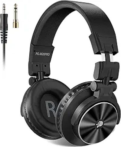 Professional Studio Headphones 40kHz Hi-Res DJ Recording Headphones with Dual Jacks