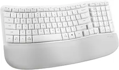 Nulea RT08 Wireless Ergonomic Keyboard - Wave Design with Cushioned Palm Rest for Mac & Windows