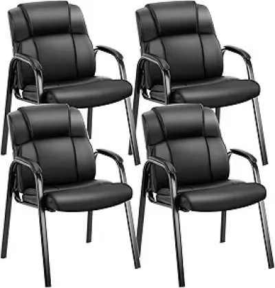 OLIXIS Waiting Room Chairs Set of 4 - Premium Leather Office Reception Guest Chairs with Padded Arms