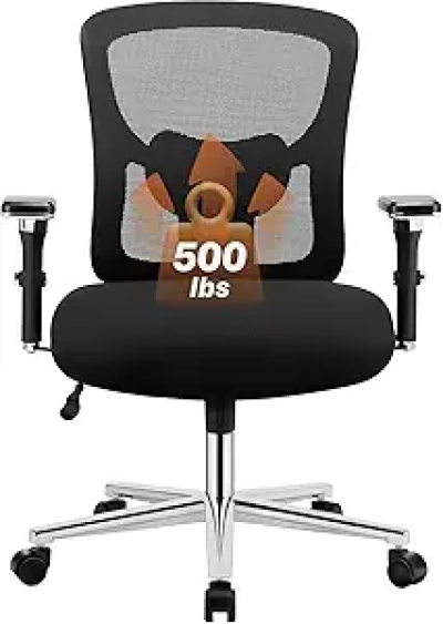 500lbs Heavy Duty Big and Tall Office Chair with Lumbar Support & 4D Armrest
