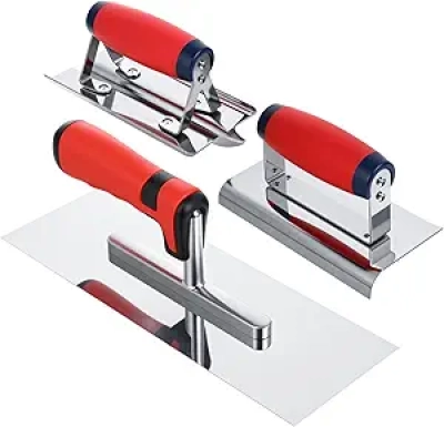 3Pcs Stainless Steel Concrete Tools Set - Finishing Trowel, Edger & Groover Kit