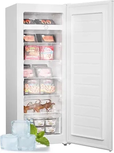 Upstreman 7.0 Cu.Ft Upright Freezer - Convertible Refrigerator, 5 Adjustable Shelves, Reversible Door