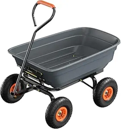 VINGLI 440LBS Dump Cart Wagon with Quick-Release - All-Terrain Garden Wheelbarrow
