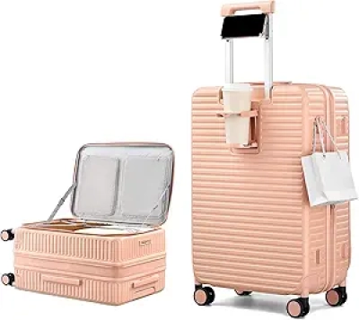 24 Inch Hard Shell Expandable Luggage with Spinner Wheels & Cup Holder | TSA Lock