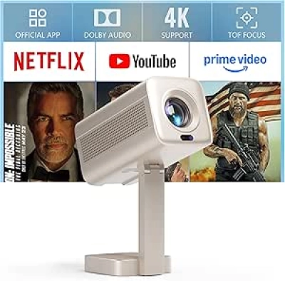 VOPLLS 4K Smart Mini Projector with Dolby Audio & Auto-Focus - WiFi Portable Projector
