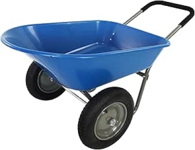 Dual Wheel Wheelbarrow 300 lbs Capacity | Heavy Duty Garden Cart with 15" Pneumatic Tires