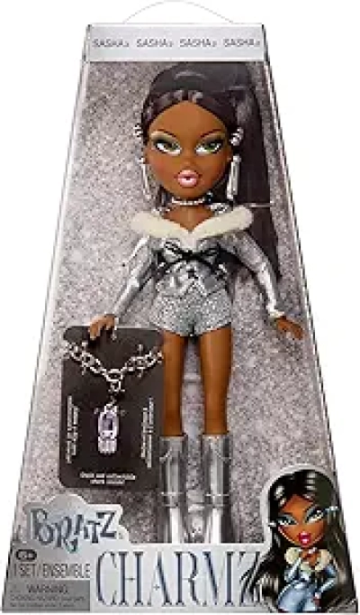 Bratz Charmz Sasha Fashion Doll with Silver Charm Bracelet - Collectible