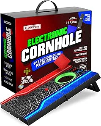 Electronic Cornhole Board Set with Auto Scoring - LED Lights, 6 Game Modes & 8 Bean Bags