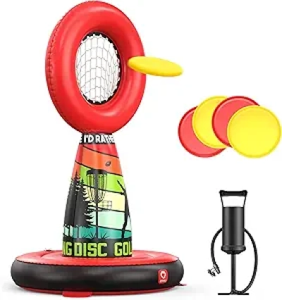 QPAU Inflatable Toss Game Target Set - Outdoor Toys for Kids & Teens with 4 Throwing Balls & Pump