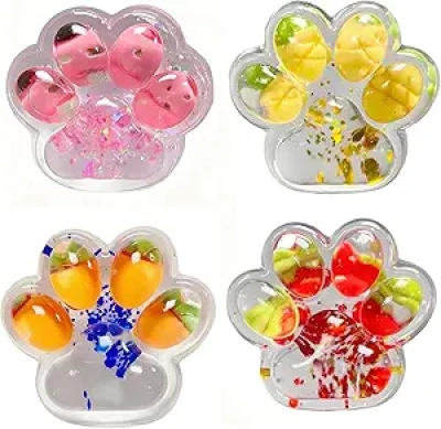 4PCS Cat Paw Squishy Toys - Stress Relief Fidget Squeeze Toys for Anxiety