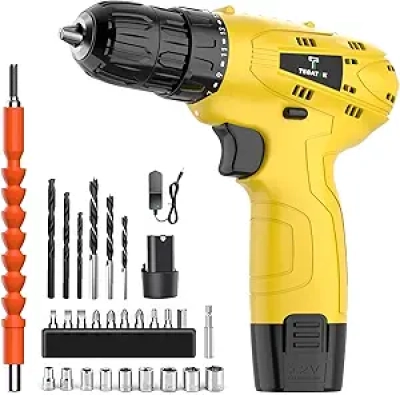 Tegatok 12V Cordless Drill Set with Battery & Charger - Professional Power Drill Kit