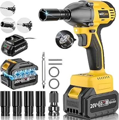 20V Cordless Impact Wrench 1/2" - 320Ft-lbs Brushless Electric Impact Gun with 4.0Ah Battery