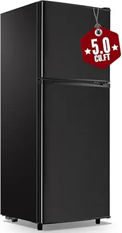 WANAI 5.0 Cu.Ft Dual Door Refrigerator with Freezer - LED Light, Mechanical Control