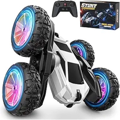 4WD RC Stunt Car for Kids Ages 4-12 | 360° Flip Remote Control Truck with LED Lights