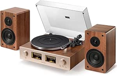 HiFire X Vinyl Record Player - 100W Hi-Fi Turntable System with Audiophile Speakers & DSP Preamp