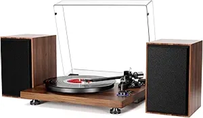 Bluetooth Turntable HiFi System with 36W Speakers & Vinyl to MP3 Recording