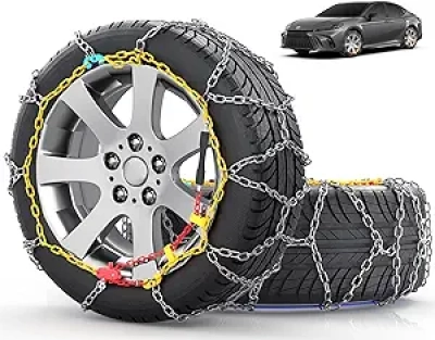 Snow Chains Easy Install Tire Traction for Cars SUVs - Emergency Winter Chains 215-265