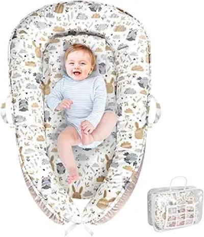 Portable Baby Lounger for Newborn 0-24 Months | Travel Nest & Floor Play