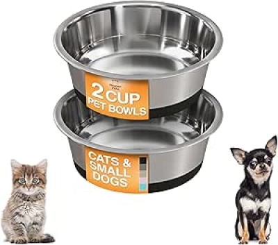 Neater Pet Stainless Steel Dog Bowls with Non-Slip Base - 2 Pack