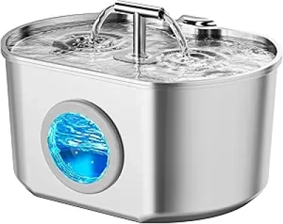 Stainless Steel Cat Water Fountain 2.2L - Auto Pet Drinking Dispenser with Filter