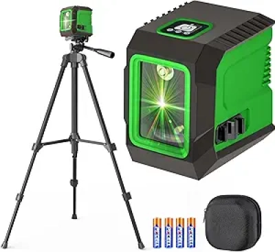 50" Laser Level Tripod with 360° Self-Leveling Green Beam - Professional Cross Line Leveler