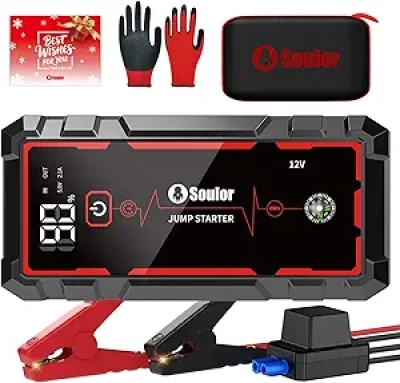 Portable Car Jump Starter 9-in-1 with Power Bank & LED Flashlight