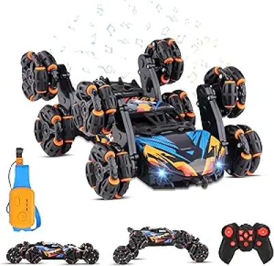Gesture Control RC Stunt Car - 8-Wheel 360° Flip RC Toy with Hand & Joystick Remote